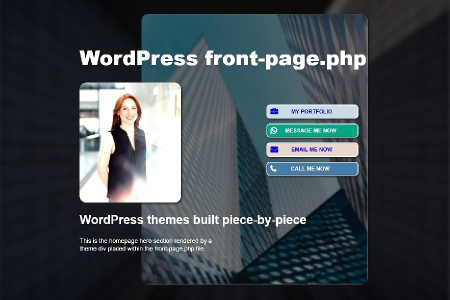 WordPress front-page.php, theme divs