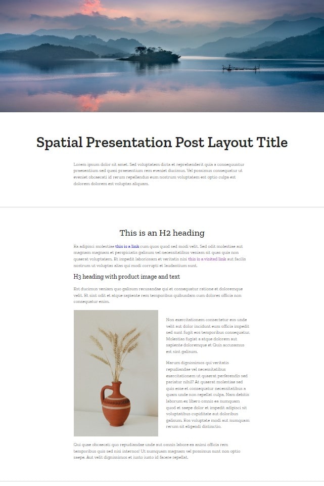 wordpress single.php, spatial presentation post, theme divs